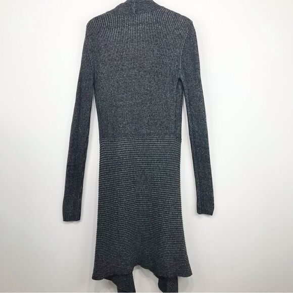 Cabi 3530 Black Gray Marled Stripe Knit Lagenlook Open Cloak Cardigan Sweater - Picture 10 of 16